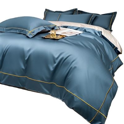 Accueil 200-Count Tencel brodé à deux côtés de glace de la soie et de la soie lisse nu lit de couette ensemble