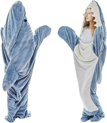 Capuchon à couverture de requin à motif brossé Super doux en flanelle Portable pour adultes et enfants