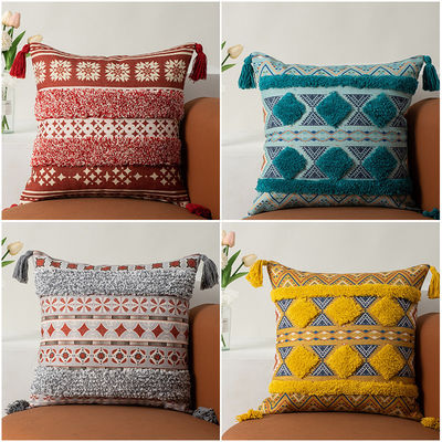 Couvercle de coussin à carreaux à motif bohème pour coussin décoratif