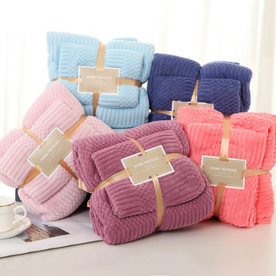 Servette de bain en laine de corail en microfibre épaissie 2 en 1 pour la serviette de visage 250GSM