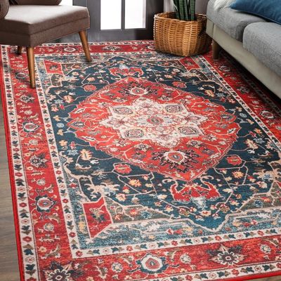 Tapis de chambre à coucher en impression florale de style bohème avec fonction de non-décharge et soin facile