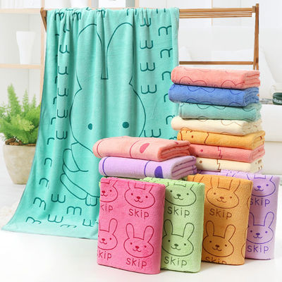 Ensemble de serviettes de bain pour enfants carrés 3 pièces serviettes avec imprimé de lapin de dessin animé et fibre de polyester
