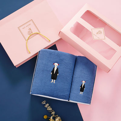 Ensemble de serviettes en microfibre avec logo brodé personnalisé dans une boîte-cadeau et des options multicolores