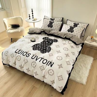 Accueil Hôtel Hôpital École Imprimé Designer Ours Blanc 100% IV Polyester Lit Ensemble