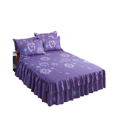 Plantes florales modernes imprimées tissées 100% coton couverture de lit tapis de jupe 3pcs couverture de lit ensembles