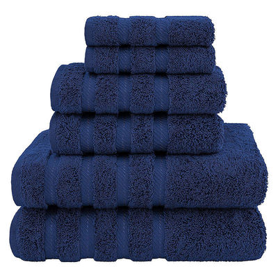 Très absorbant 6 pièces 100% coton ensemble de serviettes de luxe Dobby Bordure pour la douche de salle de bain