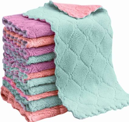 Tissu de nettoyage en microfibre de design tricoté pour le kit de maison sans lingots et multicolore