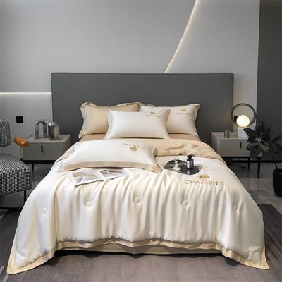Couette d'été broderie en soie lavée de luxe 4 pièces 3 pièces pas de perte de cheveux