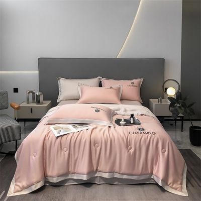Couette d'été broderie en soie lavée de luxe 4 pièces 3 pièces pas de perte de cheveux
