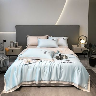 Couette d'été broderie en soie lavée de luxe 4 pièces 3 pièces pas de perte de cheveux
