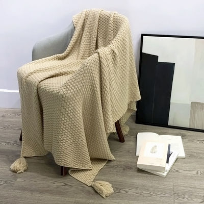 Couverture en laine tricotée de style nordique pour bureau de voyage