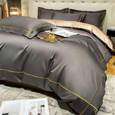 Accueil 200-Count Tencel brodé à deux côtés de glace de la soie et de la soie lisse nu lit de couette ensemble