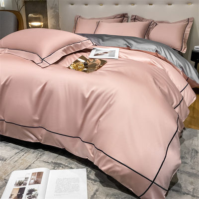 Accueil 200-Count Tencel brodé à deux côtés de glace de la soie et de la soie lisse nu lit de couette ensemble