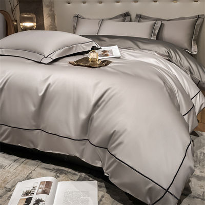 Accueil 200-Count Tencel brodé à deux côtés de glace de la soie et de la soie lisse nu lit de couette ensemble