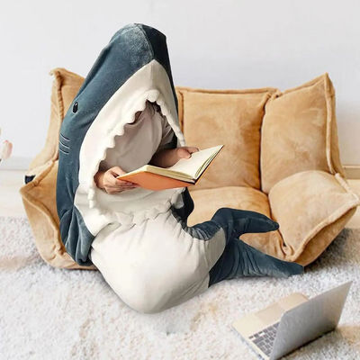 Capuchon à couverture de requin à motif brossé Super doux en flanelle Portable pour adultes et enfants