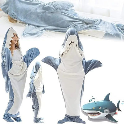 Capuchon à couverture de requin à motif brossé Super doux en flanelle Portable pour adultes et enfants