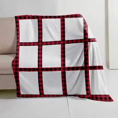 Couverture de Noël imprimée en polyester avec plaquette rouge et garniture de tassel