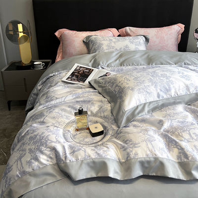 Des vêtements de lit de luxe en coton et en soie lavés 4 pièces