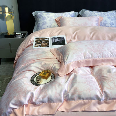Des vêtements de lit de luxe en coton et en soie lavés 4 pièces