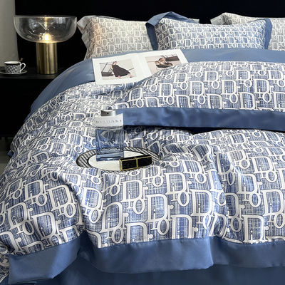 Personnalisé 173*118 Densité de tissu Luxe Lavé coton Soie Broderie 4 Pcs Lit ensemble