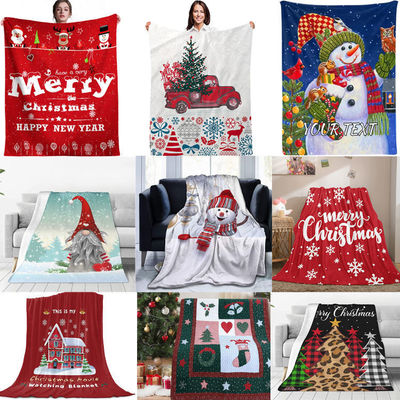 Tissé super doux personnalisé Noël style de fête décorations imprimées flanelle lancer couverture