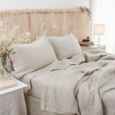 Tissu de velours de mousse de nuage de la taille de la reine Couverture de couette pour lit en lin organique