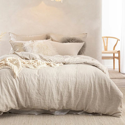 Tissu de velours de mousse de nuage de la taille de la reine Couverture de couette pour lit en lin organique