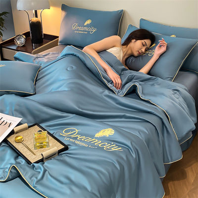 Couette d'été en soie tencel 4 couettes minces en soie glacée pour machine à laver 60 chiffre de tissu