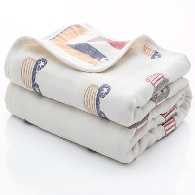 Une serviette de bain en mousseline à six couches avec absorbant doux Dobby Border et matériau 100% coton