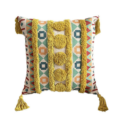 Taille personnalisée couverture d'oreiller imprimé en lin tufté pour le canapé décoratif dans le style ethnique