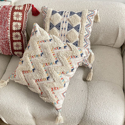 Taille personnalisée couverture d'oreiller imprimé en lin tufté pour le canapé décoratif dans le style ethnique