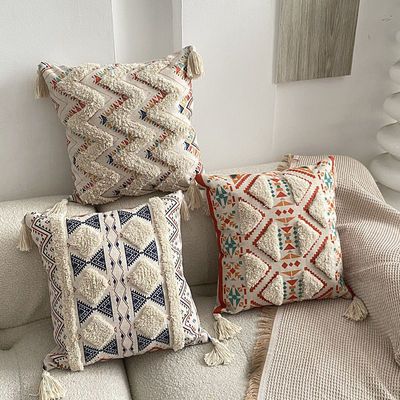 Taille personnalisée couverture d'oreiller imprimé en lin tufté pour le canapé décoratif dans le style ethnique