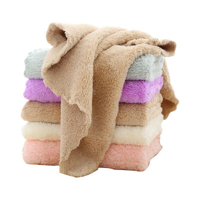 Densité de séchage Laine de corail Petite serviette carrée 25*25 serviette à main avec motif Dobby Border