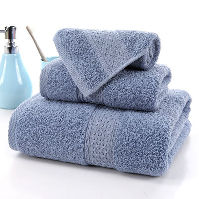 Serre-serviette absorbante de coton pur en trois pièces avec grille beige et couleur solide