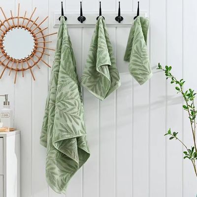 Toutes les occasions Coupe de velours Jacquard feuilles serviette de bain ensemble pour les cadeaux de qualité à la Journée de la Terre