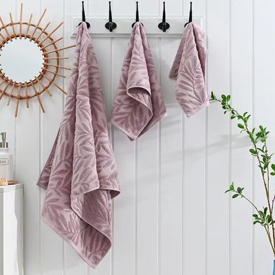 Toutes les occasions Coupe de velours Jacquard feuilles serviette de bain ensemble pour les cadeaux de qualité à la Journée de la Terre