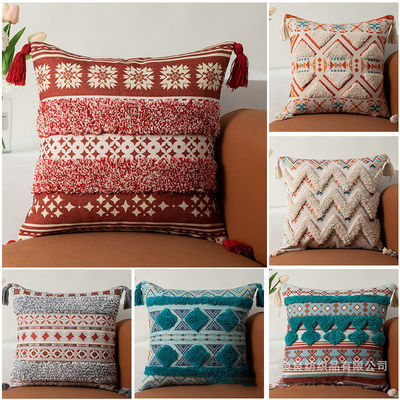 Couvercle de coussin à carreaux à motif bohème pour coussin décoratif