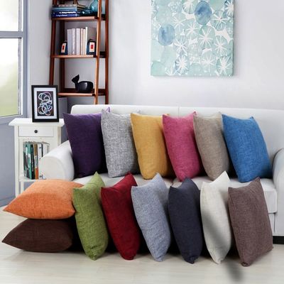 Couverture de coussin en lin de couleur solide simple pour les coussins de maison de style vintage