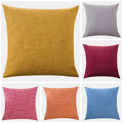 Couverture de coussin en lin de couleur solide simple pour les coussins de maison de style vintage