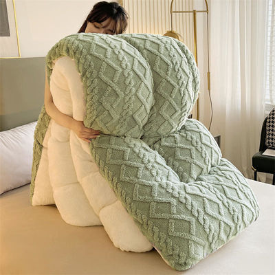 Couette d'hiver chaude en taffeta 100% polyester épaissie avec velours d'agneau et motif imprimé