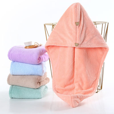 Chapeau à cheveux sec pour femmes en laine de corail Chapeau de douche absorbant à séchage rapide avec serviette épaissie