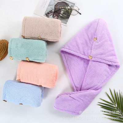 Chapeau à cheveux sec pour femmes en laine de corail Chapeau de douche absorbant à séchage rapide avec serviette épaissie