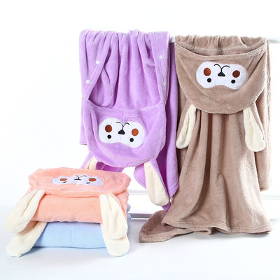 Taille personnalisée Enveloppe de bain en capuchon pour bébé en microfibre en laine de corail serviette pour garçons filles