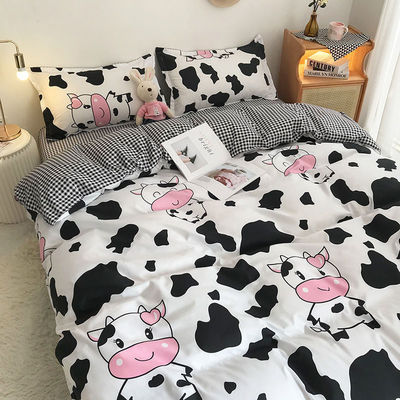 Polyester dessin animé simple 4 pcs lit de lit ensemble couette couverture oreiller couverture de mariage