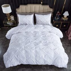 Populaire Stock 90GSM 3 pièces Couverture Pintuck Lit de microfibre souple Ensemble de couverture de fermeture de fermeture à glissière personnalisée pour toutes les saisons
