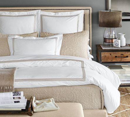 HôtelHome 100% coton brodé couverture couette lit ensemble 4 pièces unique double reine roi