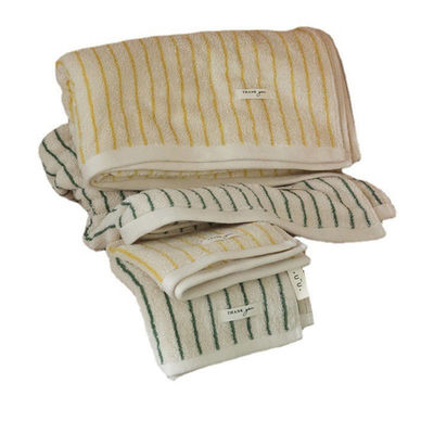 Ajoutez une touche de style à votre bain avec un ensemble de serviettes en coton à rayures multicolores