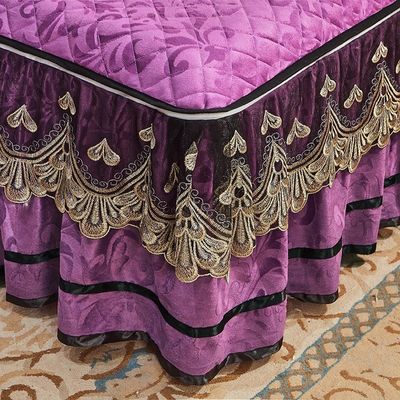4 pièces de couverture de lit d'hiver avec broderie 100% polyester