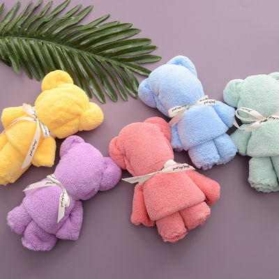Comme indiqué Luxury Bear Towel Bath Towel densité ensemble de velours de corail absorbant cadeau doux mignon