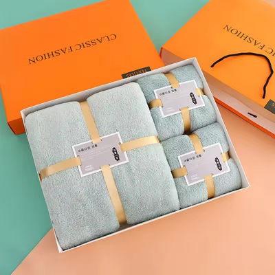 Homme doux et absorbant Hôtel Spa Set de serviettes de bain cadeau en laine de corail épaisse microfibre